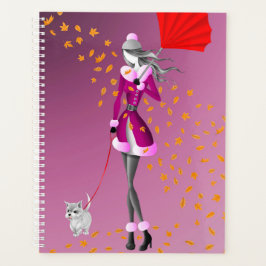 Dog Walker Herfst Bladeren Roze Planner