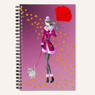 Dog Walker herfstbladeren Notitieboek