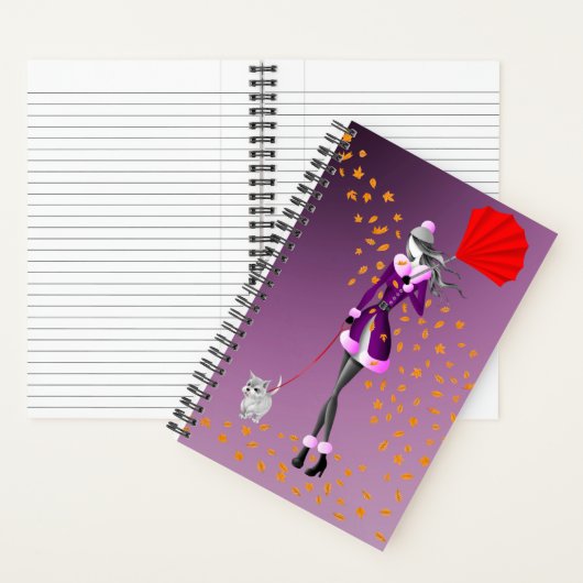 Dog Walker herfstbladeren Notitieboek (Binnen)