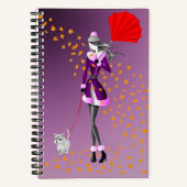 Dog Walker herfstbladeren Notitieboek (Voorkant)