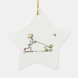dOg WaLkEr Keramisch Ornament