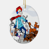 Dog walker keramisch ornament (Rechts)