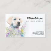 Dog Walker Labrador Puppy Waterverf Pet Sitter Visitekaartje (Voorkant)