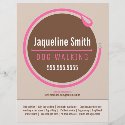 Dog Walker Lash Loop Roze Promotie Flyer (Voorkant)