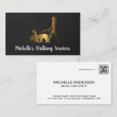 Dog Walker Logo | Goud metaal | Leder Visitekaartje (Voorkant / Achterkant)