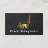 Dog Walker Logo | Goud metaal | Leder Visitekaartje (Voorkant)