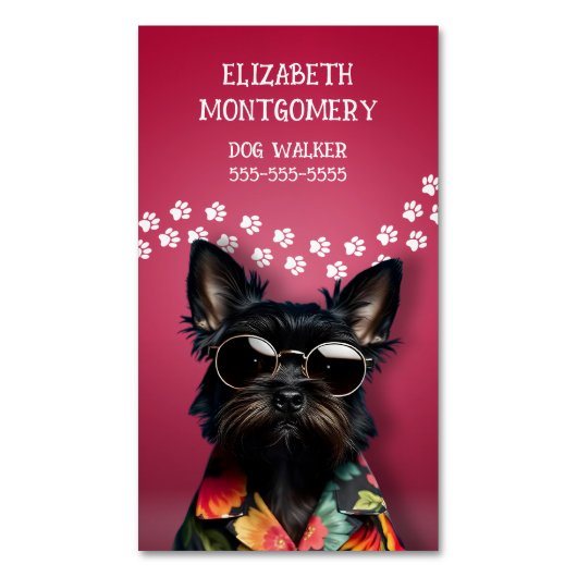 Dog Walker Magnetisch Visitekaartje (Voorkant Verticaal)