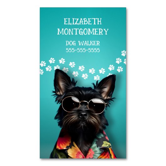 Dog Walker Magnetisch Visitekaartje (Voorkant Verticaal)