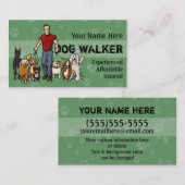 Dog Walker. Man. Volledig aanpasbaar visitekaartje (Voorkant / Achterkant)