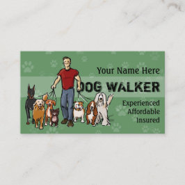 Dog Walker. Man. Volledig aanpasbaar visitekaartje
