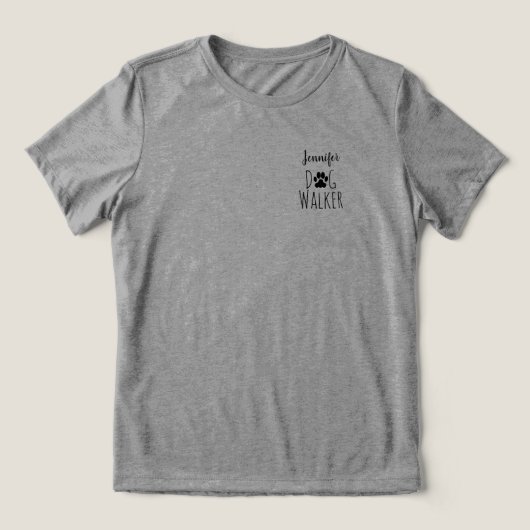 'Dog Walker' Minimalist Charming Customizable Tri-Blend Shirt (Design voorkant)