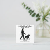  Dog Walker Minimalistische Logo Vierkante Visitekaartje (Staand voorkant)