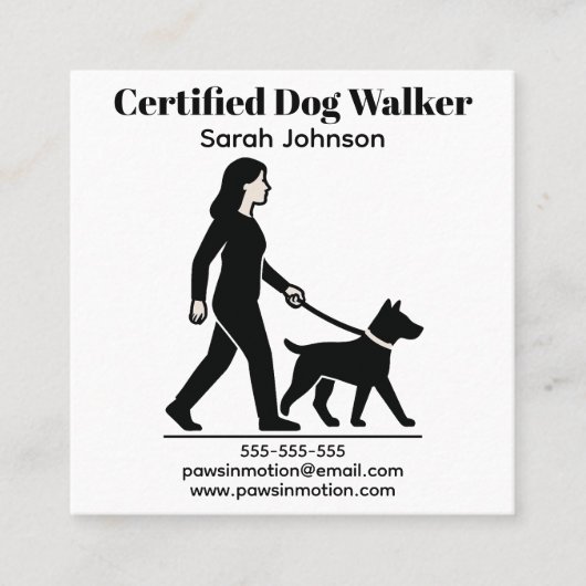  Dog Walker Minimalistische Logo Vierkante Visitekaartje (Voorkant)