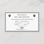 Dog walker monochrome dachshund pet care service visitekaartje (Achterkant)