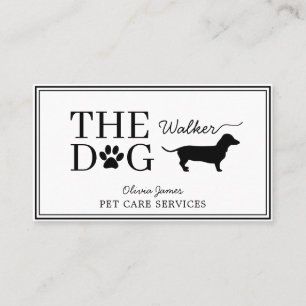 Dog walker monochrome dachshund pet care service visitekaartje
