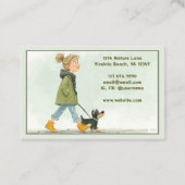 Dog Walker | oppas | Girl Walking Dog Visitekaartje (Achterkant)
