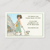 Dog Walker | oppas | Girl Walking Dog Visitekaartje (Achterkant)