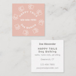 Dog Walker Paw Print Cirkel Modern Blush Pink Vierkante Visitekaartje