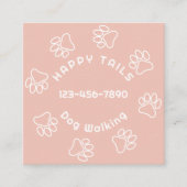 Dog Walker Paw Print Cirkel Modern Blush Pink Vierkante Visitekaartje (Voorkant)