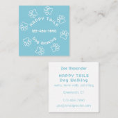 Dog Walker Paw Print Cirkel Summer Sky Blue Vierkante Visitekaartje (Voorkant / Achterkant)