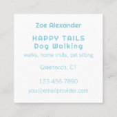 Dog Walker Paw Print Cirkel Summer Sky Blue Vierkante Visitekaartje (Achterkant)