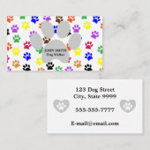 Dog Walker Paw Print Patroon Visitekaartje (Voorkant / Achterkant)