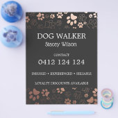 Dog Walker Paw Print Pattern Business Flyer (Enkel)
