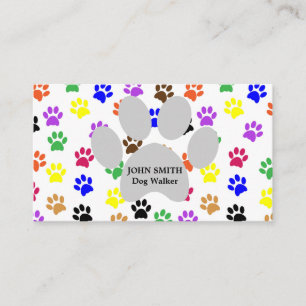 Dog Walker Paw Print Pattern Visitekaartje