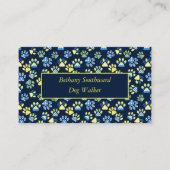 Dog Walker Paws Navy Geel Visitekaartje (Voorkant)