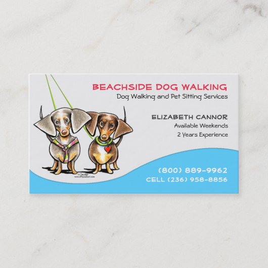 Dog Walker Pet Business Cool Carribean Visitekaartje (Voorkant)