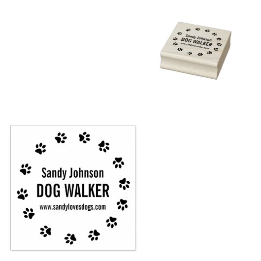 Dog Walker Pet Business Gepersonaliseerd Houtwamp Rubberstempel (Gestempeld)