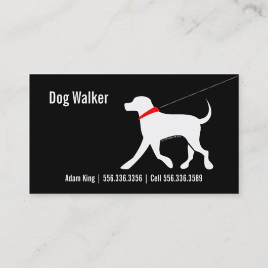 Dog Walker Pet Business Lab Modern Black Visitekaartje (Voorkant)
