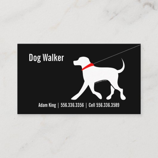 Dog Walker Pet Business Lab Modern Black Visitekaartje (Voorkant)