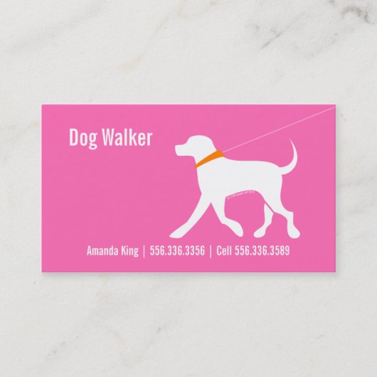 Dog Walker Pet Business Lab Modern Roze Visitekaartje (Voorkant)