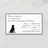 Dog walker pet care fur paw print dog care visitekaartje (Achterkant)