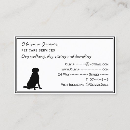 Dog walker pet care fur paw print dog care visitekaartje (Achterkant)