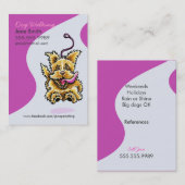 Dog Walker Pet Care Leashed Terrier Paars Visitekaartje (Voorkant / Achterkant)