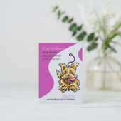 Dog Walker Pet Care Leashed Terrier Paars Visitekaartje (Staand voorkant)