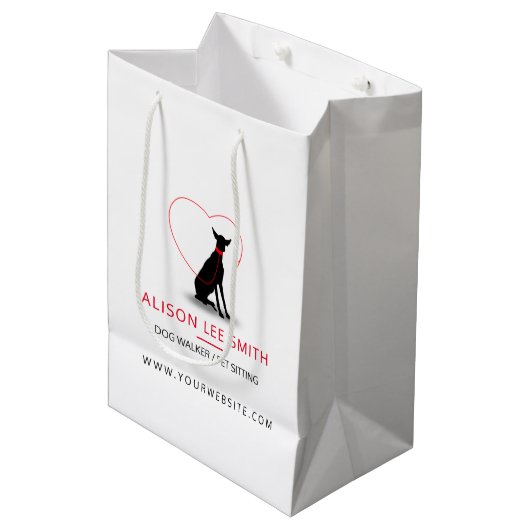 Dog walker/Pet Care Sitting Medium Cadeauzakje (Voorkant Gekanteld)