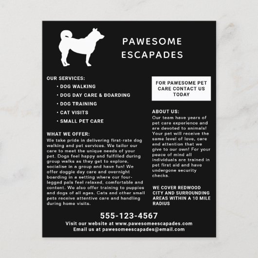 Dog Walker & Pet Sitter Black Flyer (Voorkant)