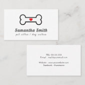 Dog Walker Pet Sitter Bone Heart Visitekaartje (Voorkant / Achterkant)