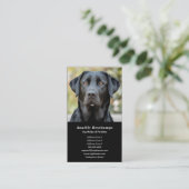 Dog Walker Pet Sitter Custom Foto Zwart Visitekaartje (Staand voorkant)