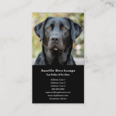 Dog Walker Pet Sitter Custom Foto Zwart Visitekaartje (Voorkant)