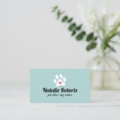 Dog Walker Pet Sitter Cute Paw Heart Visitekaartje (Staand voorkant)