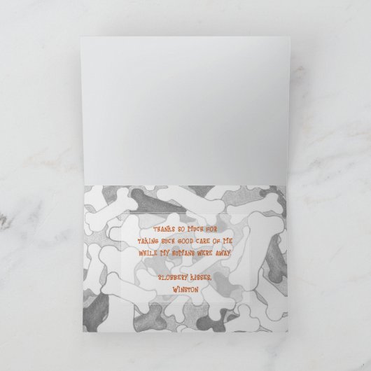 Dog Walker Pet Sitter Dank u Botten geïllustreerd Bedankkaart (Binnen)