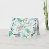 Dog Walker Pet Sitter Dank u Botten geïllustreerd Bedankkaart (Voorkant)