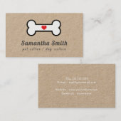 Dog Walker Pet Sitter Dog Bone Heart Kraft Visitekaartje (Voorkant / Achterkant)