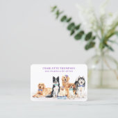 Dog Walker Pet Sitter Groomer Waterverf QR Code Visitekaartje (Staand voorkant)
