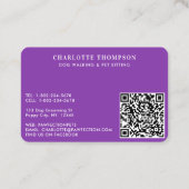 Dog Walker Pet Sitter Groomer Waterverf QR Code Visitekaartje (Achterkant)