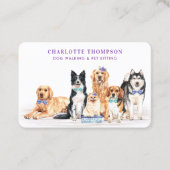 Dog Walker Pet Sitter Groomer Waterverf QR Code Visitekaartje (Voorkant)